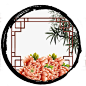 雅致古风墨色边圆形窗户装饰图案