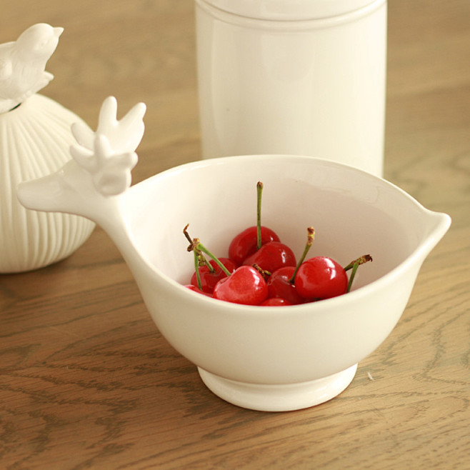 法式蒙特托系列陶瓷碗 白色陶瓷麋鹿水果碗...