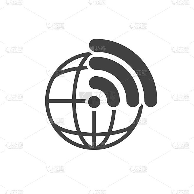 WiFi矢量图标。Wi-Fi标志插图上白色隔离。