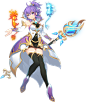 Arme/Grand Chase Dimensional Chaser : "Violet Mage guild's genius Magician." Arme was called the cursed child due to all the destruction she would leave around the village. She had been born with a magic power that was beyond her control and in 