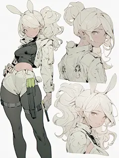 AI可爱动漫女角色设计素材 卡通游戏人物原画设定 服装插画参考-淘宝网