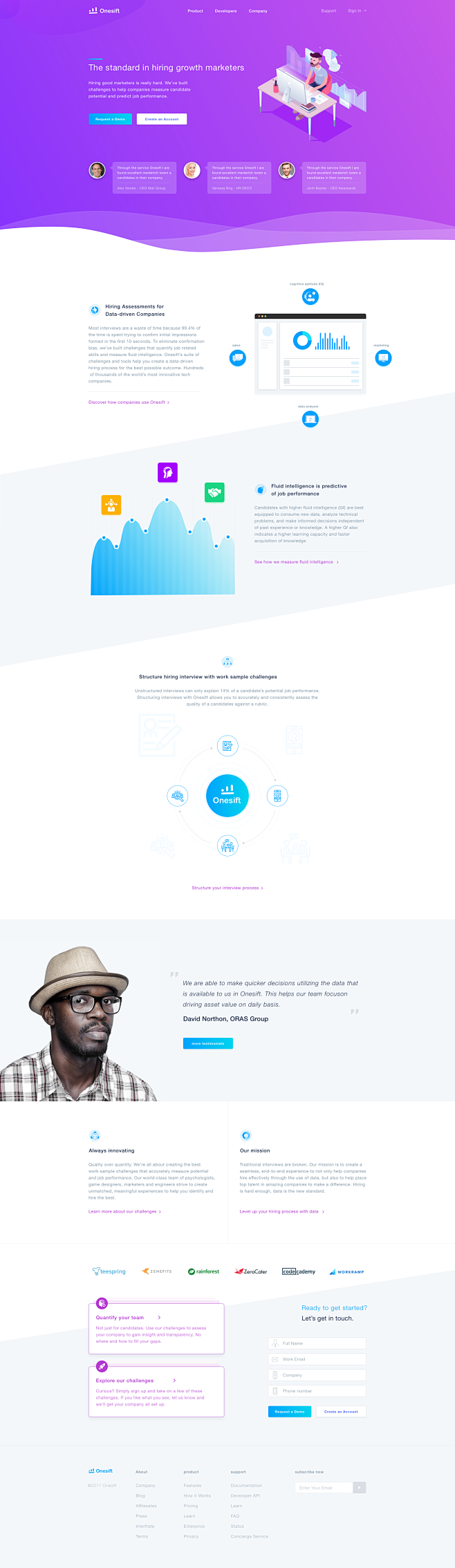 Landing page onesift...