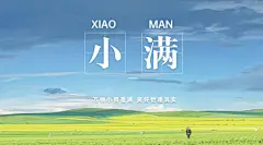 小满节气祝福问候手绘横版海报