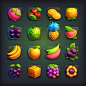 icon, set, asset, plat, fruit, game Design, Unshaded, Cut Out, color draft, Square asset, Full Detail, 3D