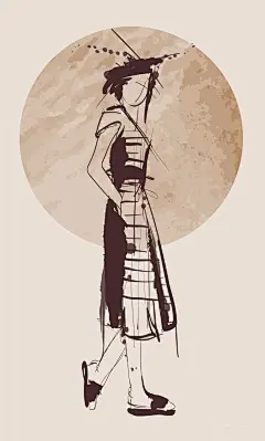 矢量卡通手绘时尚美女时装女人现代女模特时髦女郎