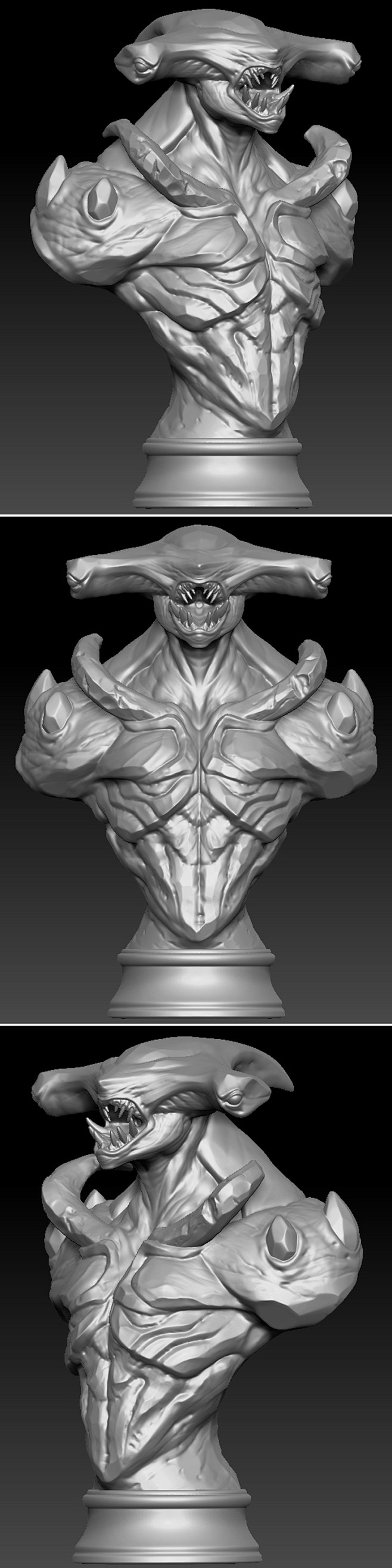 #3D打印图纸#锤头鲨半身雕像 怪物模型