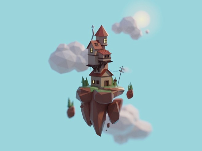 Low poly floating ho...