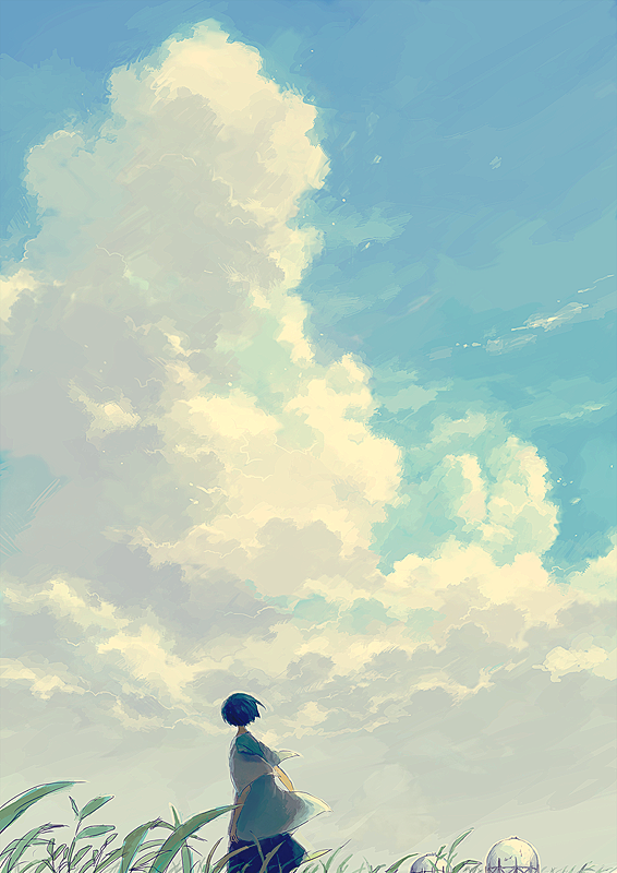 夏雲を見上げる