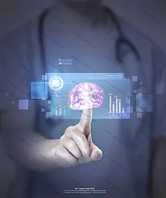 医学蓝色光效人类大脑研发医疗海报图片海报设计生物科技首页素材