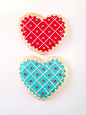 Red & Turquoise Valentine's Day Heart Cookies