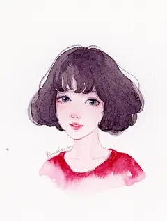 281@小文~~   【设计学习群2314619】作品：【小熊猫】水彩手绘人物水彩教程人物卡通头像手绘水彩  