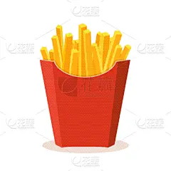 马铃薯,漫画,盒子,分离着色,红色,热,清新,油炸,打包
