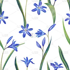 蓝色的春花。手绘彩色铅笔画贺卡模板。婚礼卡片