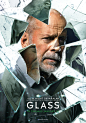 GLASS : Key Art for the International Campaign of M. Night Shyamalan's 'GLASS' - follow up to 'Split' and 'Unbreakable'.  Starring Bruce Willis, Samuel L. Jackson and James McAvoy