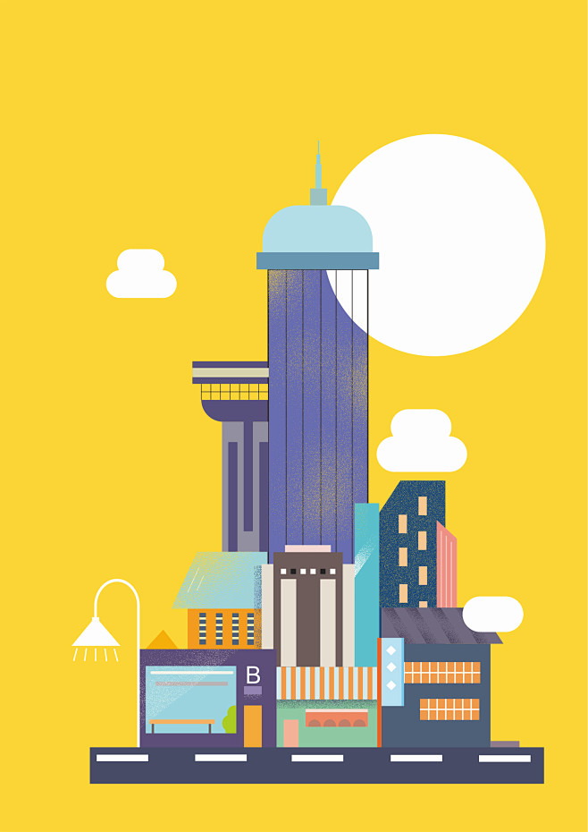 城市矢量插画系列白天