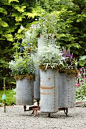 Planters made from old furnace piping!