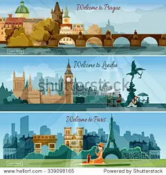 国际度假旅游广告3平横幅海报与欧洲国家风景抽象的孤立的矢量图-建筑物/地标,其它-海洛创意(HelloRF)-Shutterstock中国独家合作伙伴-正版素材在线交易平台-站酷旗下品牌