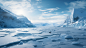 A pristine arctic landscape, bathed in the soft, natural light and shadow of the wilderness. The scene exudes a clean and gentle ambiance, showcasing the untouched beauty of the ice-covered terrain. The 3D rendering brings a realistic touch to the image, 