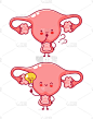 Cute happy woman uterus organ with question mark