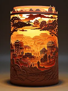 剪纸作品，天安门广场，想象力，奢华，精致，空心设计，光影，3