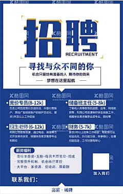 招聘广告  - 源文件下载【酷图网】招聘海报,招聘,人事海报,招聘广告,蓝色招聘海报,