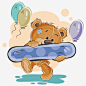 卡通小熊减号高清素材 减号 动物 卡通 可爱 小熊 手绘 气球 符号 元素 免抠png 设计图片 免费下载