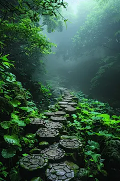 安静的森林林荫小道风景摄影图