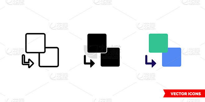 转换图标三种类型的颜色，黑白，轮廓。孤立向量符号符号