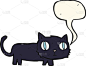 卡通黑猫与语音泡泡