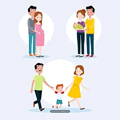 幸福家庭 亲子玩耍 人生不同阶段 图案设计AI 矢量素材 插图/插画