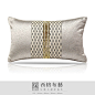 西格布艺 现代风格软装样板房腰枕 样板间靠垫 白色贴布装饰长枕-淘宝网