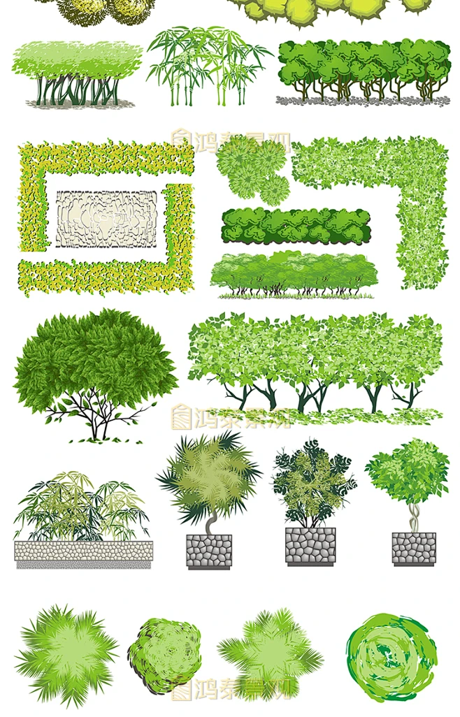 竞赛景观小清新彩平植物psd平面素材住宅小区庭院花园彩平ps植物-淘宝网-花瓣网