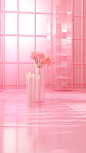 this is a pink wallpaper made from checkered plastic, in the style of surreal still life compositions, luminous 3d objects, transparent/translucent medium, neoclassical scenes, anime aesthetic, rectangular fields, high-key lighting