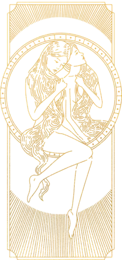 神秘塔罗牌十二星座黄道十二宫金色线条线稿PNG免扣插画元素(5)