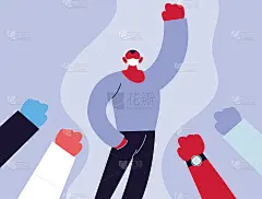 带医用口罩的海报人，抗击冠状病毒