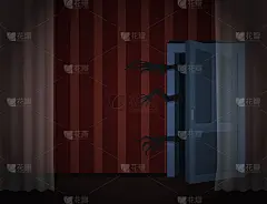 破旧的房间，红色条纹的垃圾墙纸，透明的窗帘，令人毛骨悚然的手在门外