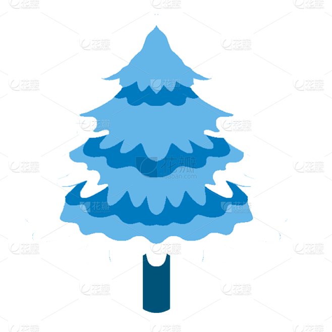 手绘冬季蓝色松树积雪贴纸