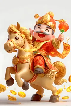 财神爷骑马马年模型元素