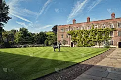 剑桥大学耶稣学院,剑桥,法院,水平画幅,色彩鲜艳,英格兰,植物园,夏天,户外