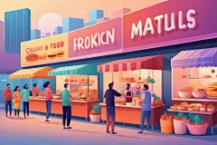 日常活动逛街集市场景插画