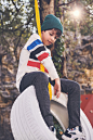 Image 2 of COLORFUL STRIPED T-SHIRT / CHINO PANTS / RIBBED CAP WITH LABEL / CONTRASTING SNEAKERS / STRIPED SPORT SOCKS from Zara