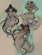 mucha mermaids, Lois van Baarle : I couldn’t decide if I wanted to draw mermaids, or drawing something inspired by Alfonse Mucha’s beautiful sketches. So then I thought: Why not both?