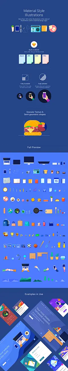 【可下载】Material风格办公场景Sketch插画食物图标AI矢量元素UI素材