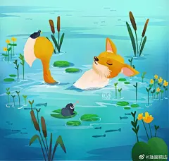 插画师Katja Potokar的一组风景儿童插画，清新的配色，每一幅画都有着童趣感，画面治愈且蕴含着故事情节性～#插画周绘打卡##遇见艺术# ​​​​