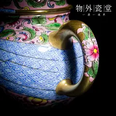 物外瓷堂 景德镇陶瓷器功夫茶具手绘珐琅彩布袋描金泡茶掇球小壶-淘宝网