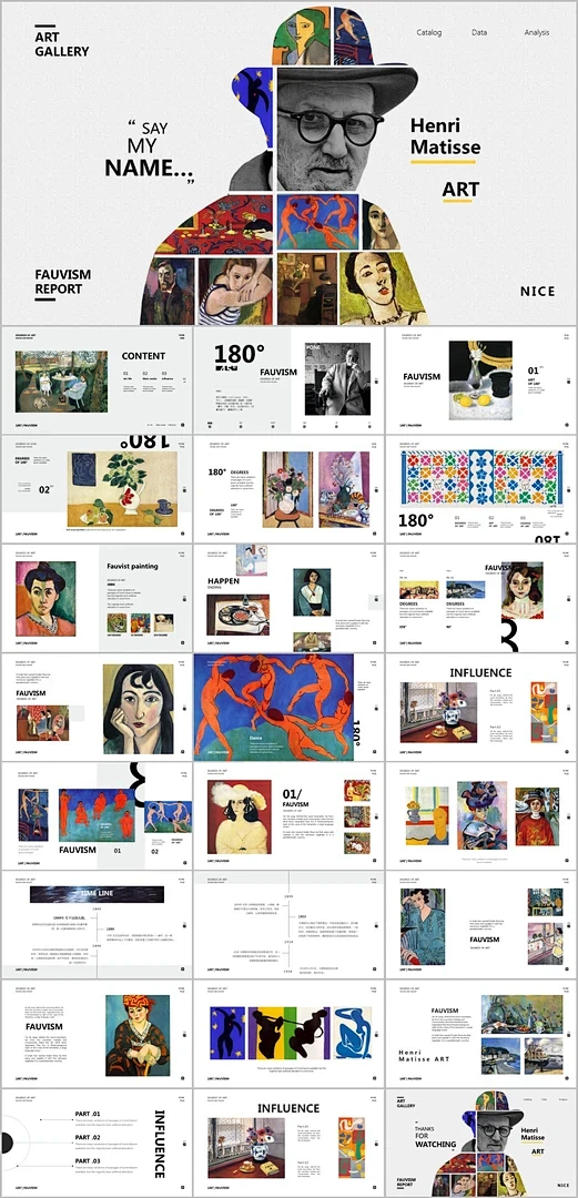艺术作品集展览莫奈马蒂斯设计创意拼贴高级美术史PPT模板-花瓣网