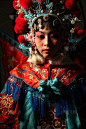 中国戏曲,羽毛围巾,夏令时,饰品花,歌剧,传统,中老年女人,美术工艺,女人,传统服装