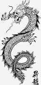 黑色线描的龙免抠png素材_新图网ixintu.com