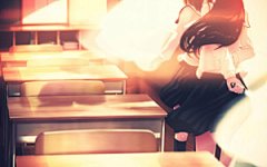 女孩,女孩,吻,教室,耽美动漫桌面壁纸