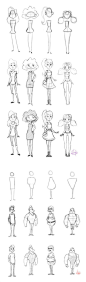 【素材】男女四种身材画法。